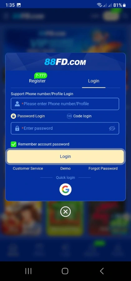 How to Register an Account in 88FD Game
