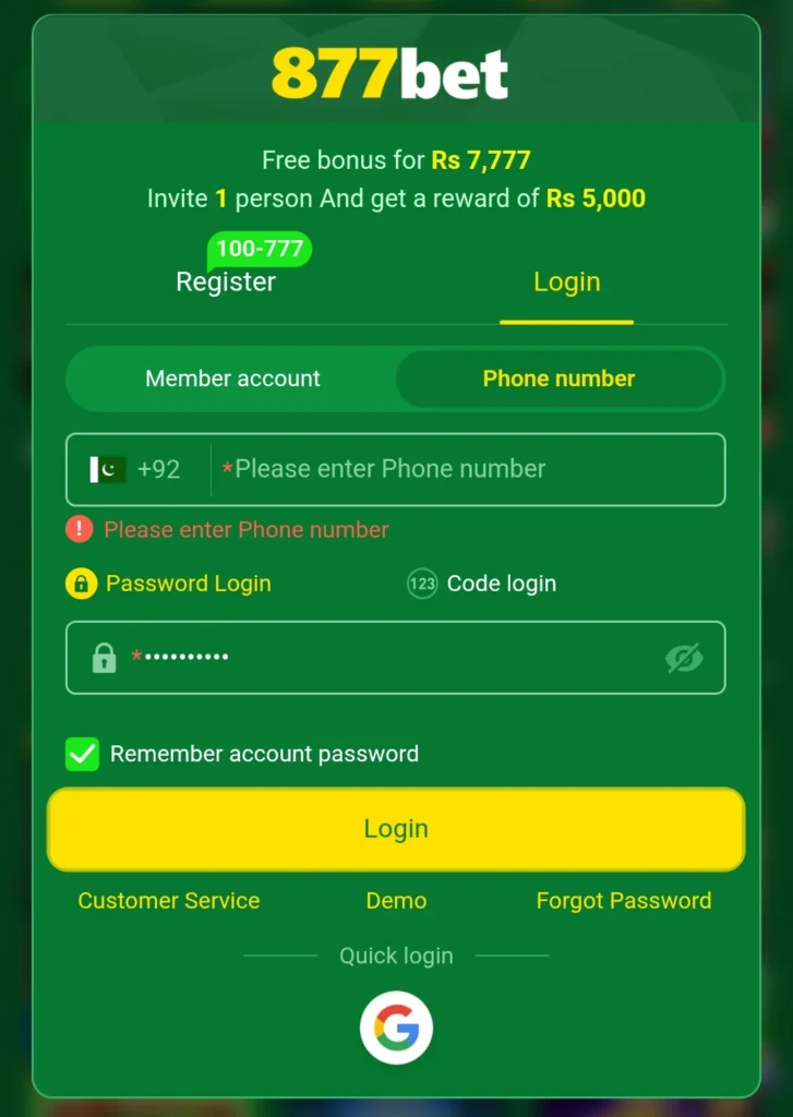 BET877 APP Registration Steps