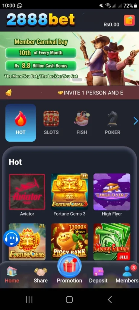 2888bet Game earning app interface with real money gameplay in Pakista
