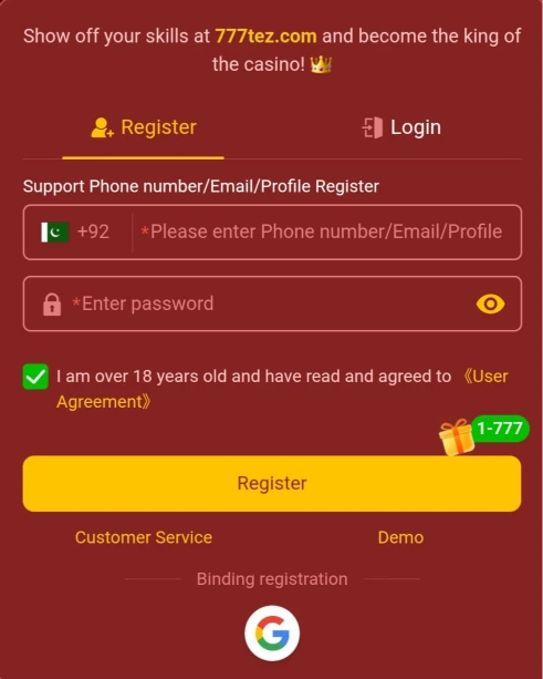 How to Register TEZ777